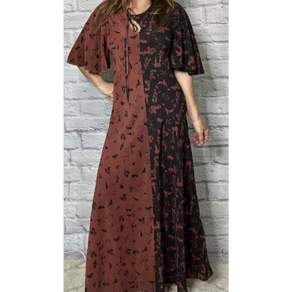 Lee Mathews 'Amalia' Silk Maxi Contrast Dress - Picture 1 of 12